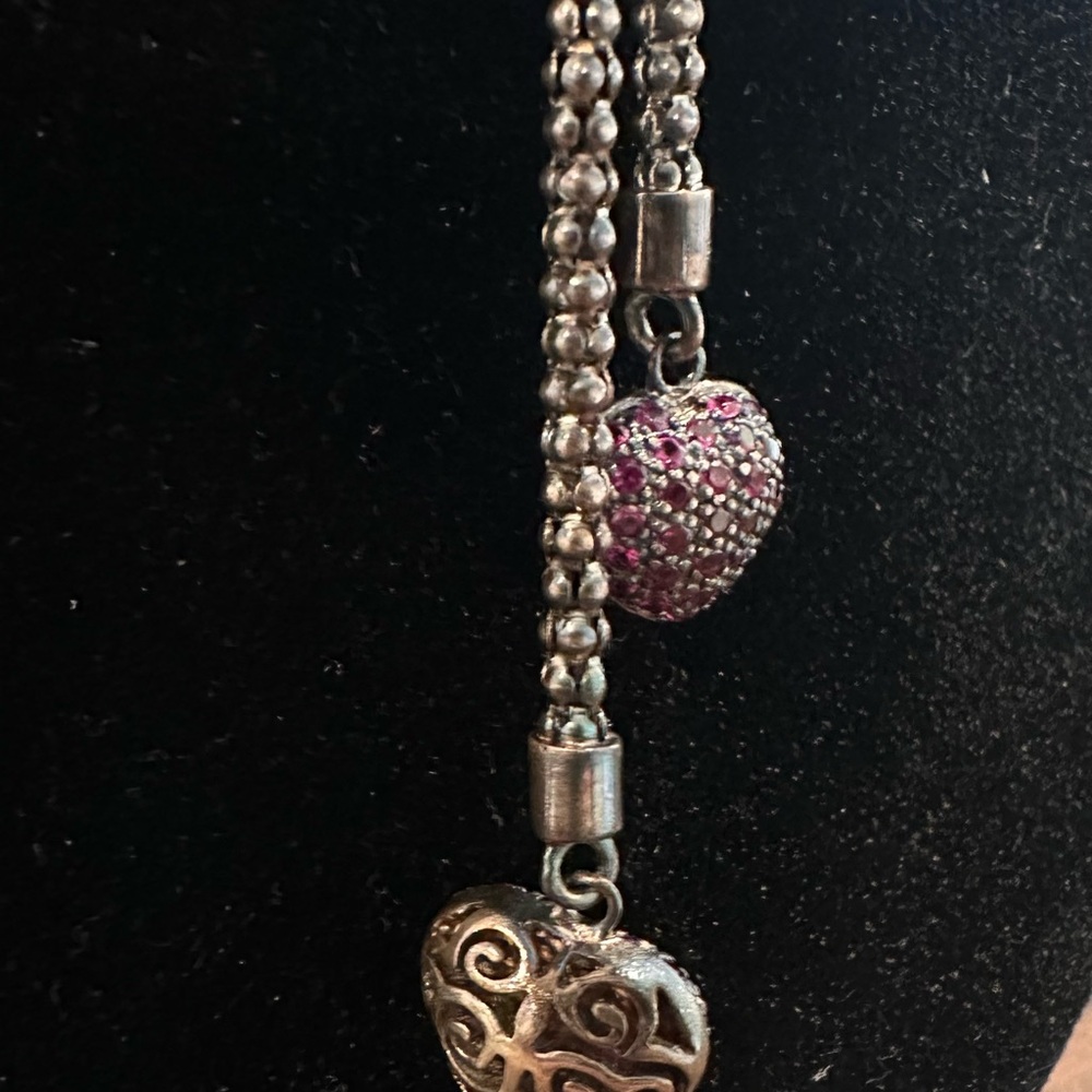 Lab-Created Ruby Heart Necklace with Diamonds Sterling Silver
